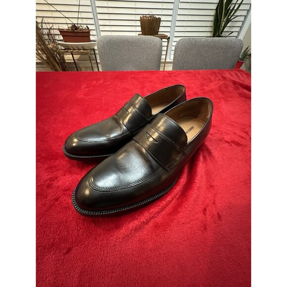 Johnston & Murphy Men\'s Size 9M Leather Penny Loafers Black Slip On Shoes